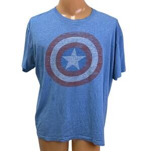 Marvel Mens XL Captain America Shield PolyCotton Short Sleeve Crew Neck Tee